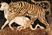 unknow artist Tiger Attacking a Bull painting